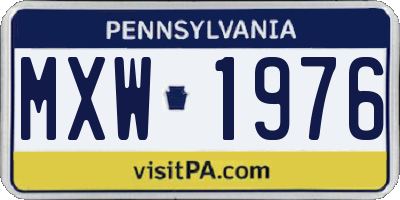 PA license plate MXW1976