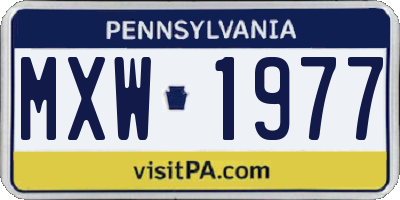 PA license plate MXW1977