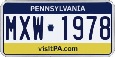 PA license plate MXW1978