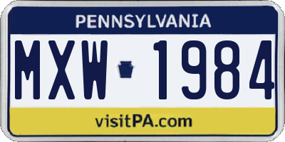 PA license plate MXW1984