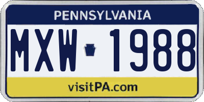 PA license plate MXW1988