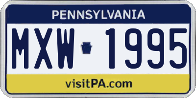 PA license plate MXW1995