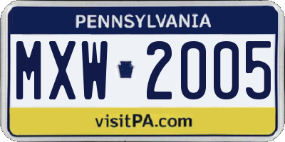 PA license plate MXW2005