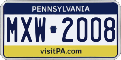 PA license plate MXW2008