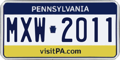 PA license plate MXW2011