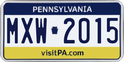 PA license plate MXW2015