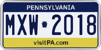 PA license plate MXW2018