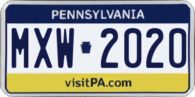 PA license plate MXW2020