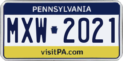 PA license plate MXW2021