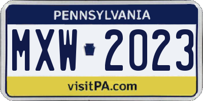 PA license plate MXW2023