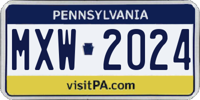 PA license plate MXW2024