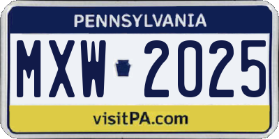 PA license plate MXW2025