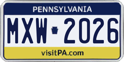 PA license plate MXW2026
