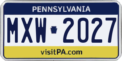 PA license plate MXW2027