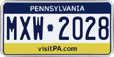 PA license plate MXW2028