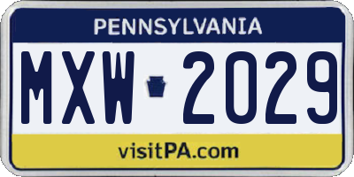 PA license plate MXW2029