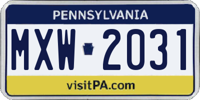 PA license plate MXW2031