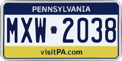 PA license plate MXW2038