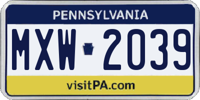 PA license plate MXW2039