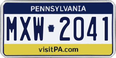 PA license plate MXW2041