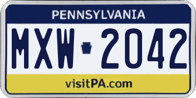 PA license plate MXW2042