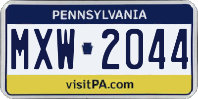 PA license plate MXW2044