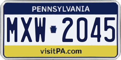 PA license plate MXW2045