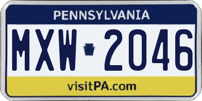 PA license plate MXW2046