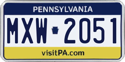 PA license plate MXW2051