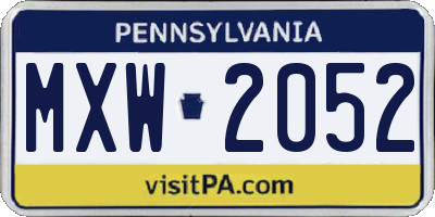 PA license plate MXW2052