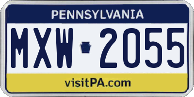 PA license plate MXW2055