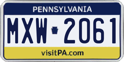PA license plate MXW2061