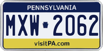 PA license plate MXW2062