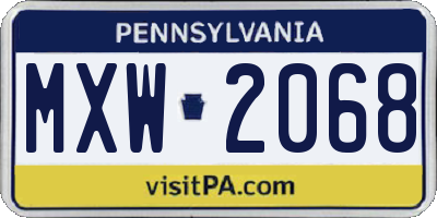 PA license plate MXW2068