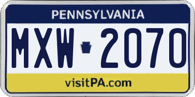 PA license plate MXW2070