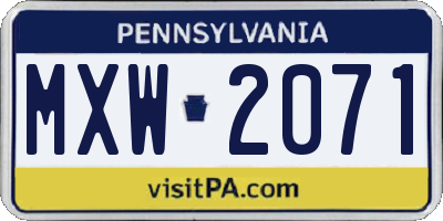 PA license plate MXW2071