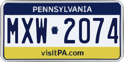 PA license plate MXW2074