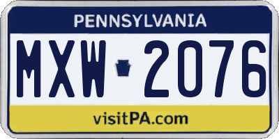 PA license plate MXW2076