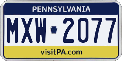 PA license plate MXW2077