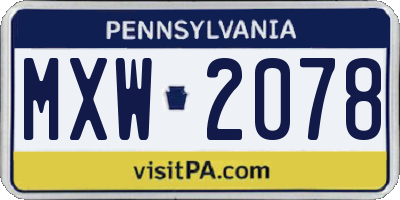 PA license plate MXW2078