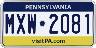 PA license plate MXW2081