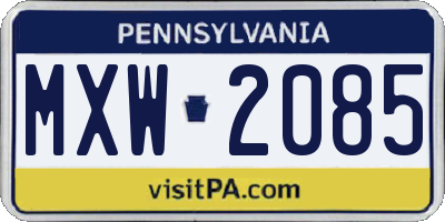 PA license plate MXW2085