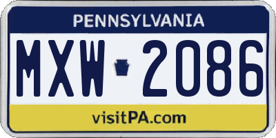 PA license plate MXW2086