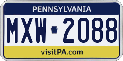 PA license plate MXW2088