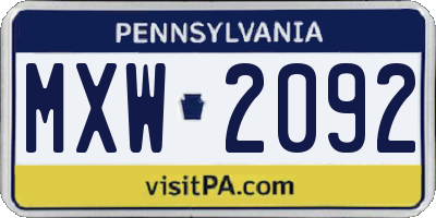PA license plate MXW2092