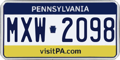 PA license plate MXW2098