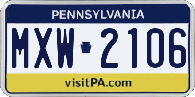PA license plate MXW2106