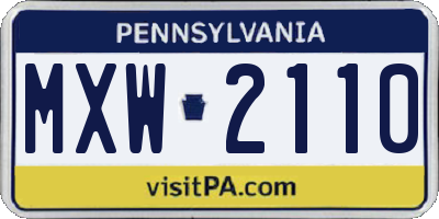 PA license plate MXW2110