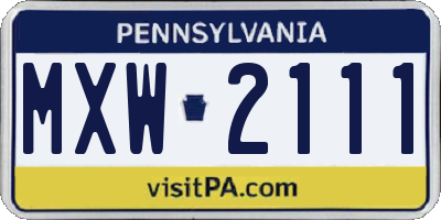PA license plate MXW2111