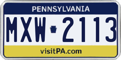 PA license plate MXW2113